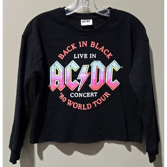art class Other - AC/DC Back in Black Slightly Cropped Black Fleece Sweatshirt -- Girl Large 10/12